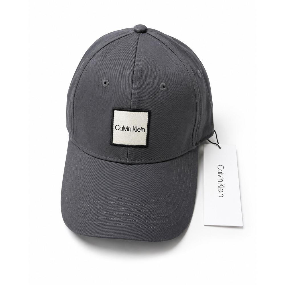 Calvin Klein Mens Charcoal Grey Logo Patch Baseball Cap Hat adjustable NEW